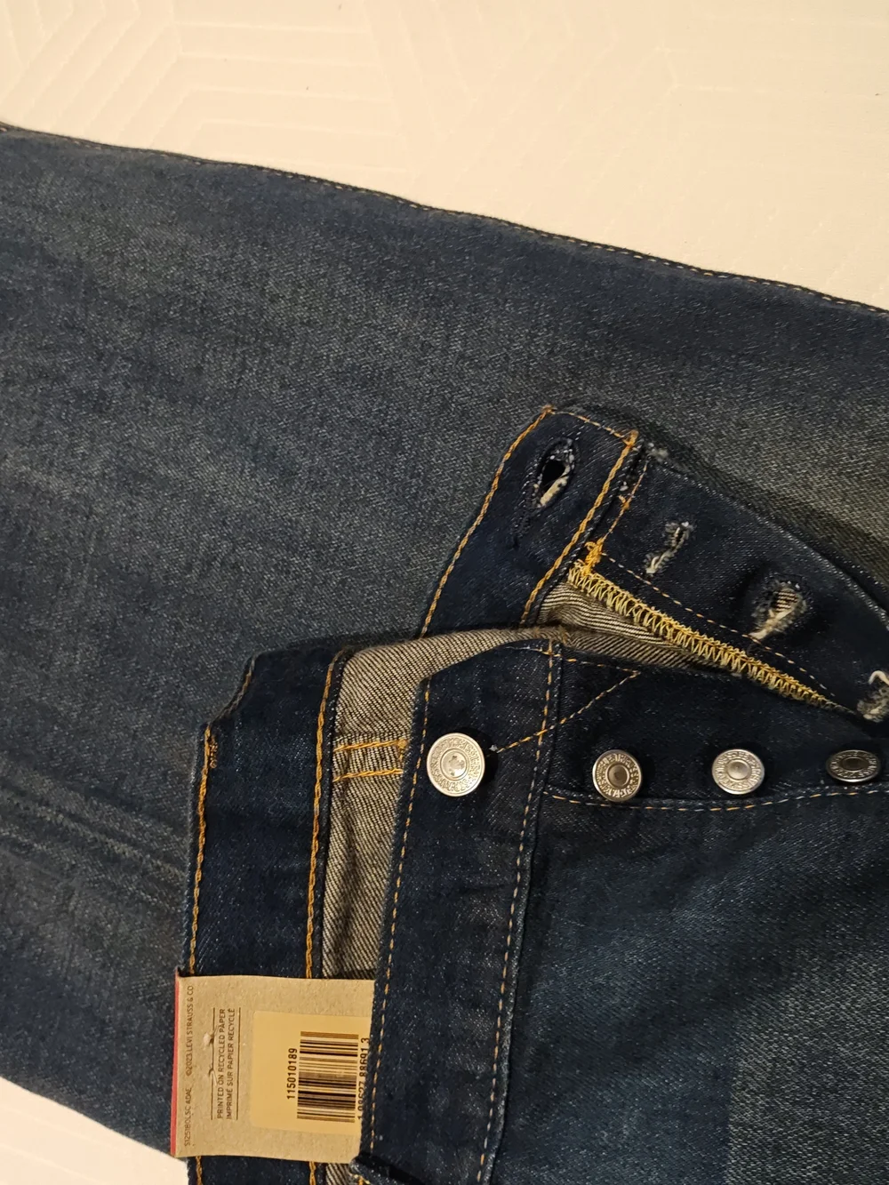 Levi's 501 Men's Straight Jeans - Dark Blue Washed Denim 44x32